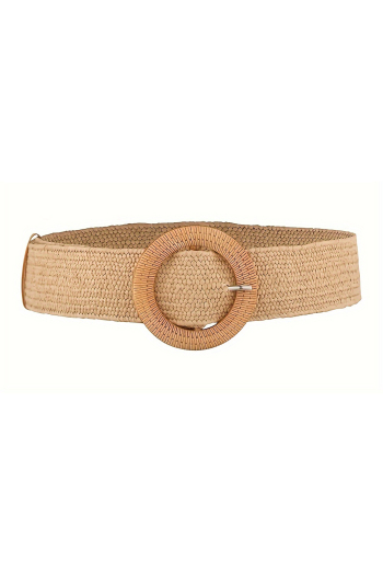 Ceinture bohème en paille élastique beige