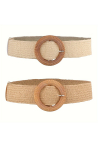 Ceinture bohème en paille élastique beige