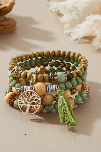 Bracelet 4 pcs arbre de vie perles bois